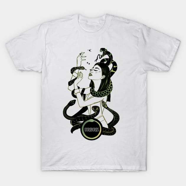 Ouroboros, Lady Snake, Serpentine T-Shirt by Witchling Art